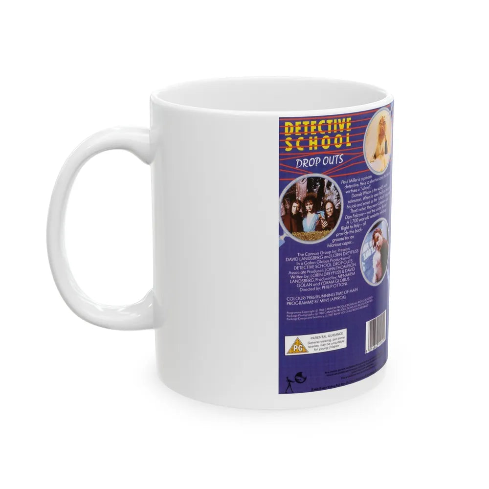 DETECTIVE SCHOOL DROP OUTS (VHS COVER) - White Coffee Mug-Go Mug Yourself