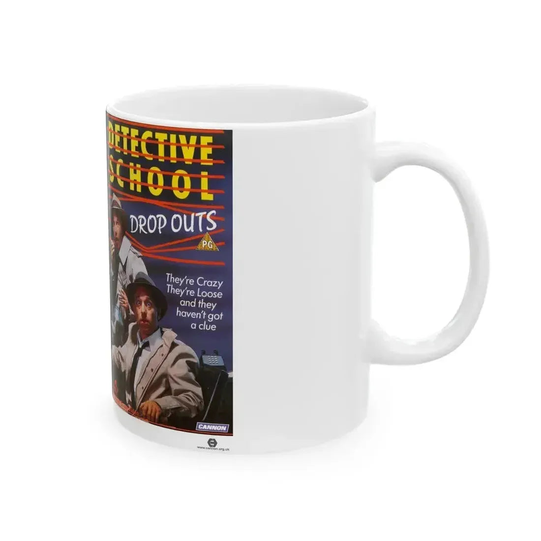 DETECTIVE SCHOOL DROP OUTS (VHS COVER) - White Coffee Mug - Go Mug Yourself