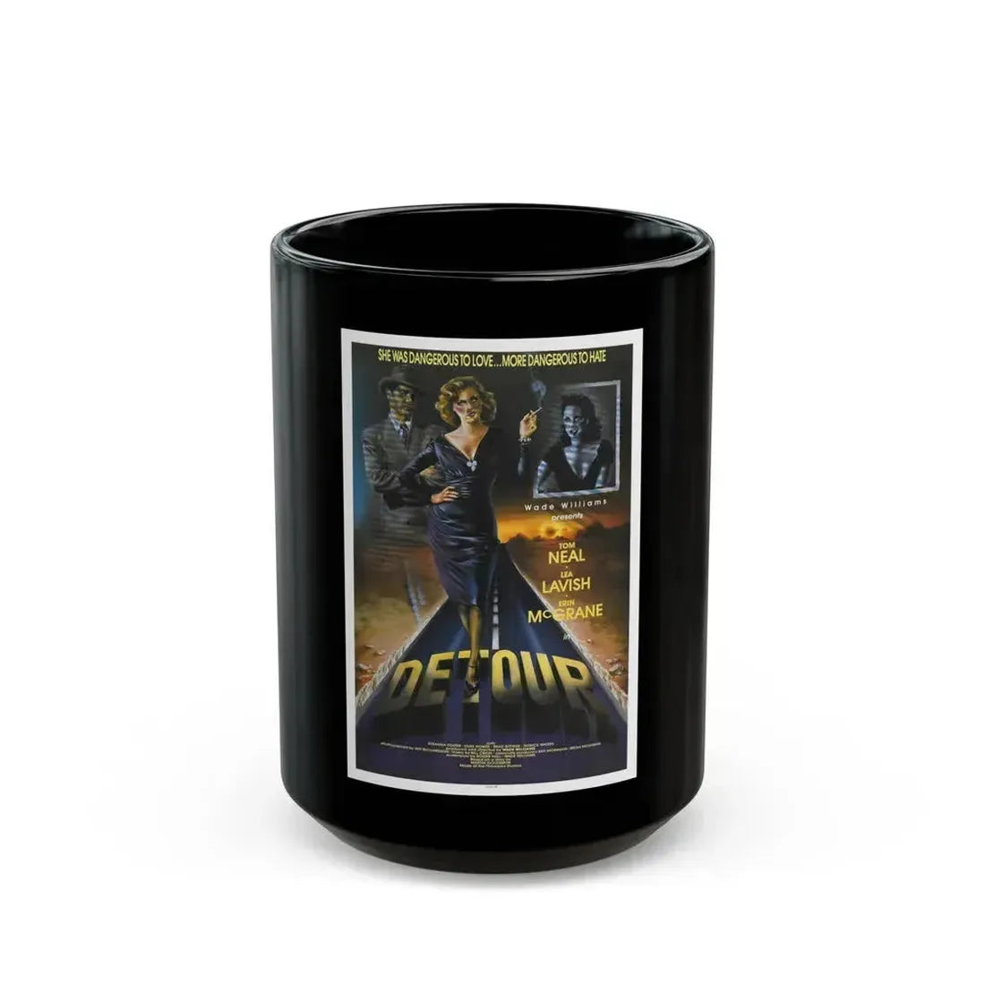 DETOUR 1945 Movie Poster - Black Coffee Mug 15oz - Go Mug Yourself