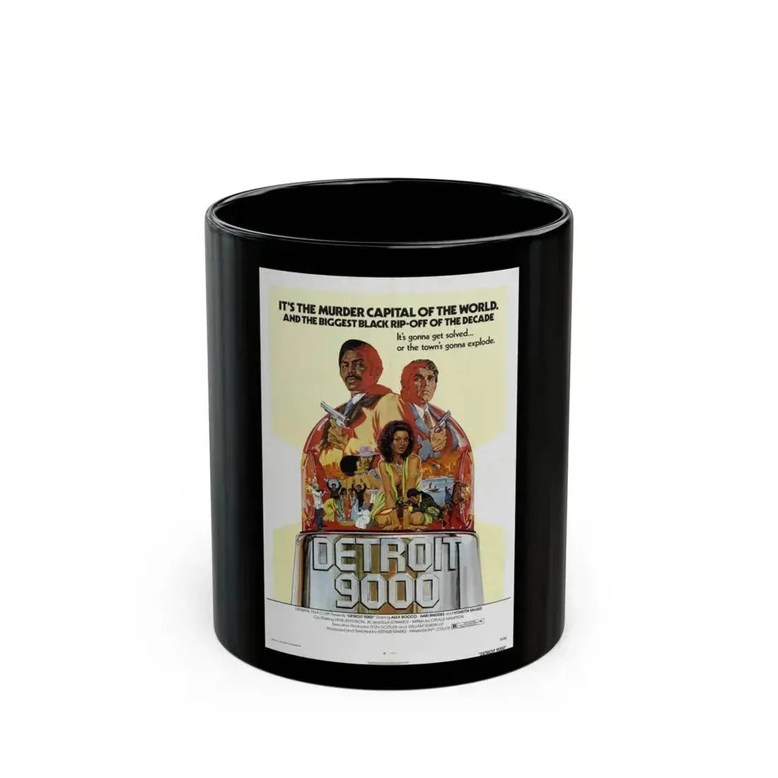 DETROIT 9000 1973 Movie Poster - Black Coffee Mug 11oz - Go Mug Yourself