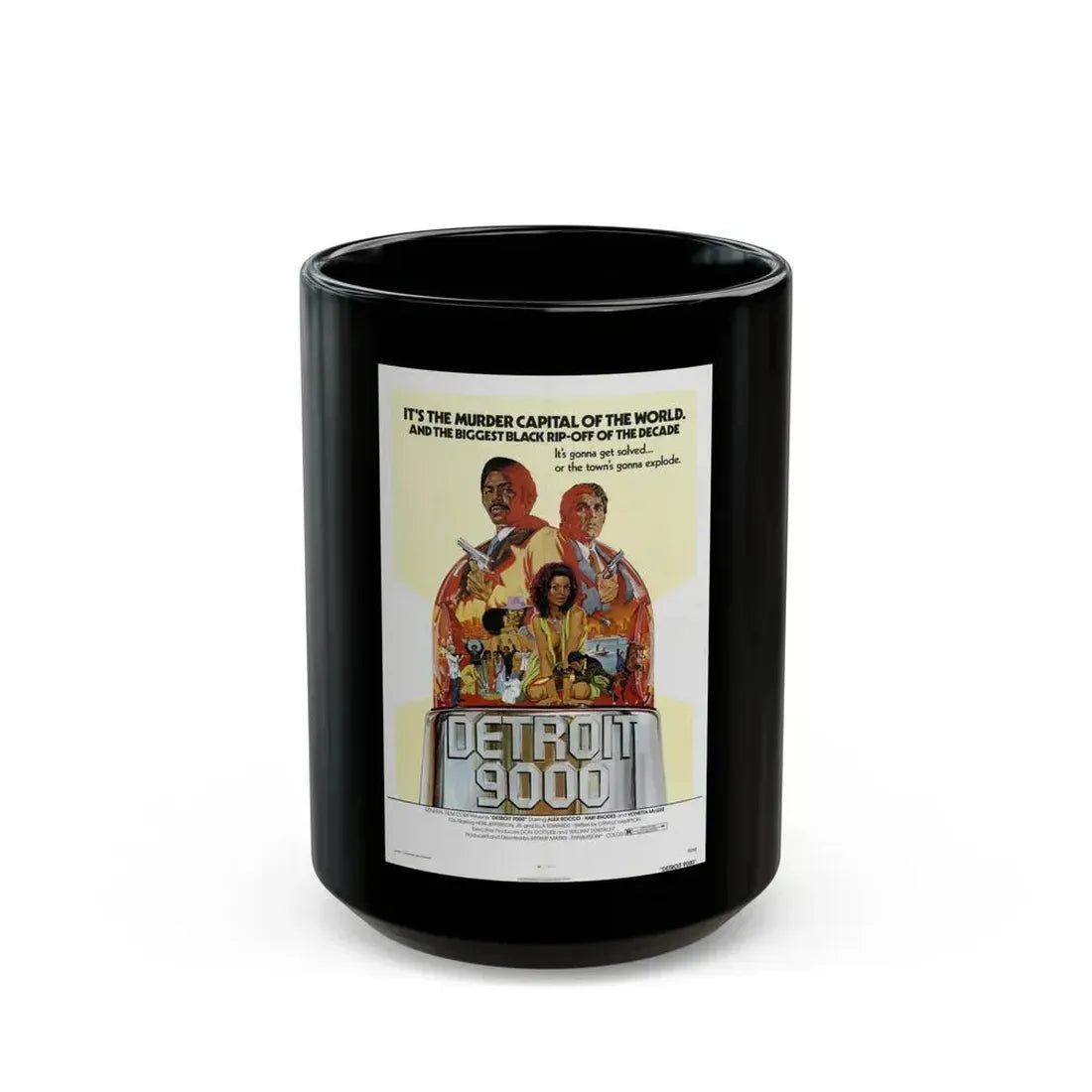 DETROIT 9000 1973 Movie Poster - Black Coffee Mug 15oz - Go Mug Yourself