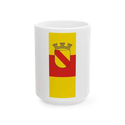 DEU Baden-Baden Flag vertical (Germany) White Coffee Mug 15oz - Go Mug Yourself