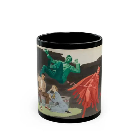 Devil and Angel, American Weekly Magazine interior illustration, 1951 - Black Coffee Mug 11oz - Go Mug Yourself