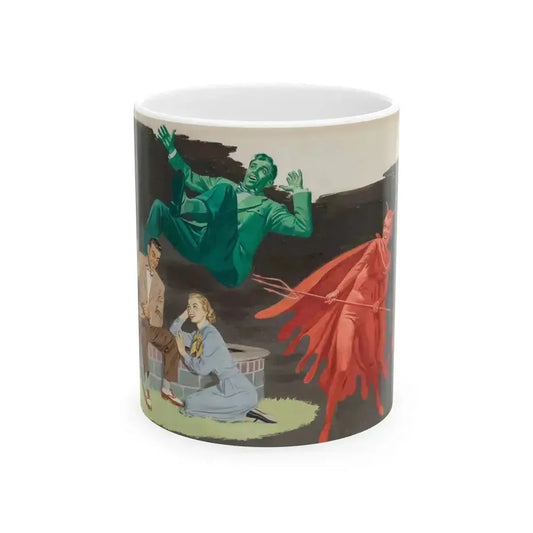 Devil and Angel, American Weekly Magazine interior illustration, 1951 - White Coffee Mug 11oz - Go Mug Yourself