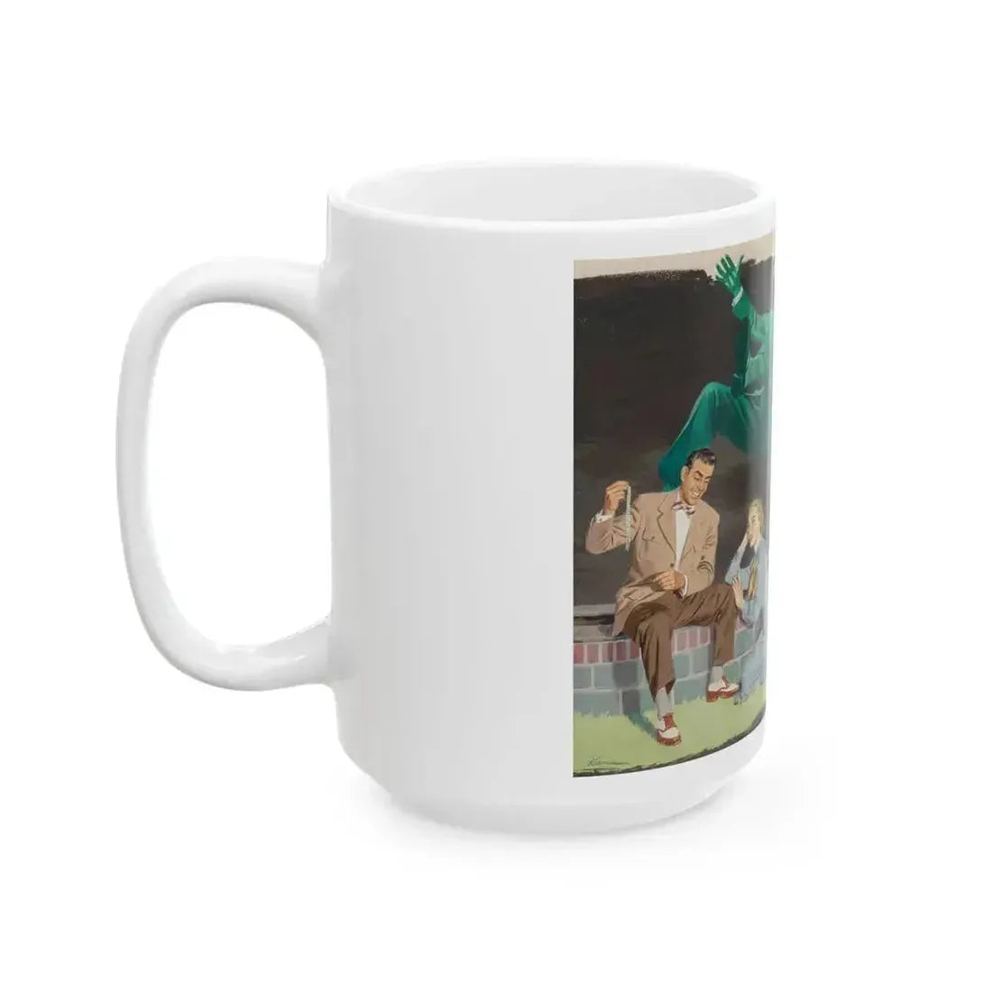 Devil and Angel, American Weekly Magazine interior illustration, 1951 - White Coffee Mug - Go Mug Yourself