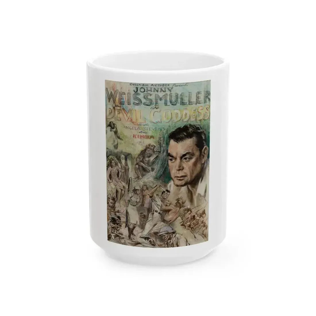Devil Goddess, two movie poster illustrations - White Coffee Mug 15oz - Go Mug Yourself