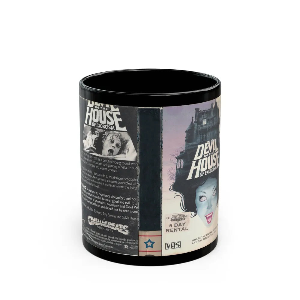 DEVIL IN THE HOUSE OF EXORCISM STAR TIME VIDEO (VHS COVER) - Black Coffee Mug-11oz-Go Mug Yourself