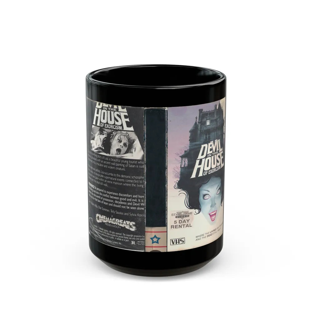 DEVIL IN THE HOUSE OF EXORCISM STAR TIME VIDEO (VHS COVER) - Black Coffee Mug-15oz-Go Mug Yourself