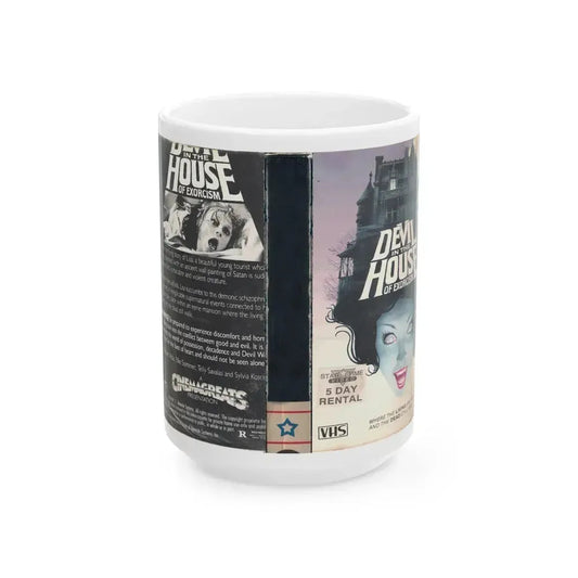 DEVIL IN THE HOUSE OF EXORCISM STAR TIME VIDEO (VHS COVER) - White Coffee Mug 15oz - Go Mug Yourself