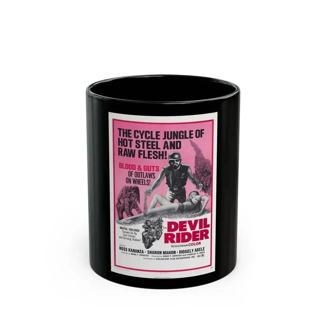 DEVIL RIDER 1970 Movie Poster - Black Coffee Mug 11oz - Go Mug Yourself
