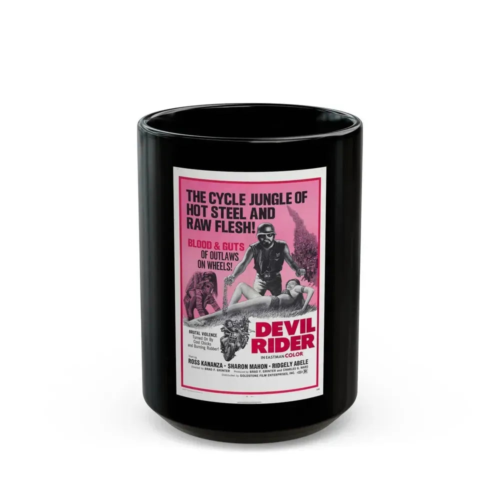 DEVIL RIDER 1970 Movie Poster - Black Coffee Mug 15oz - Go Mug Yourself