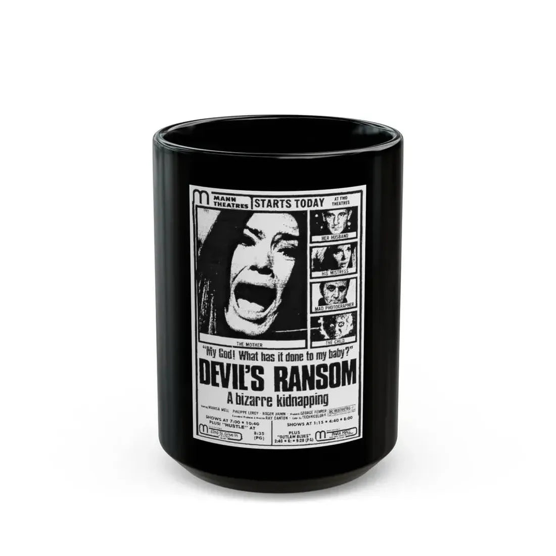 DEVIL'S RANSOM 1971 Movie Poster - Black Coffee Mug 15oz - Go Mug Yourself