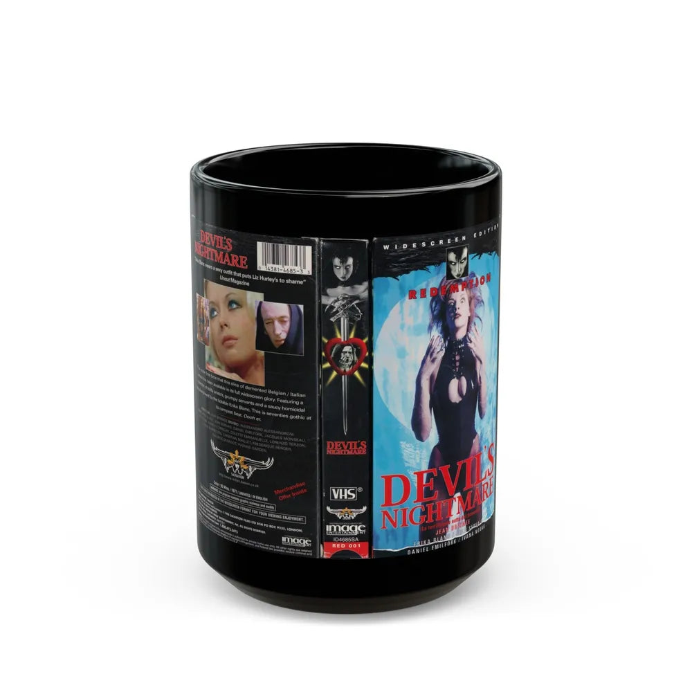 DEVILS NIGHTMARE (VHS COVER) - Black Coffee Mug-15oz-Go Mug Yourself