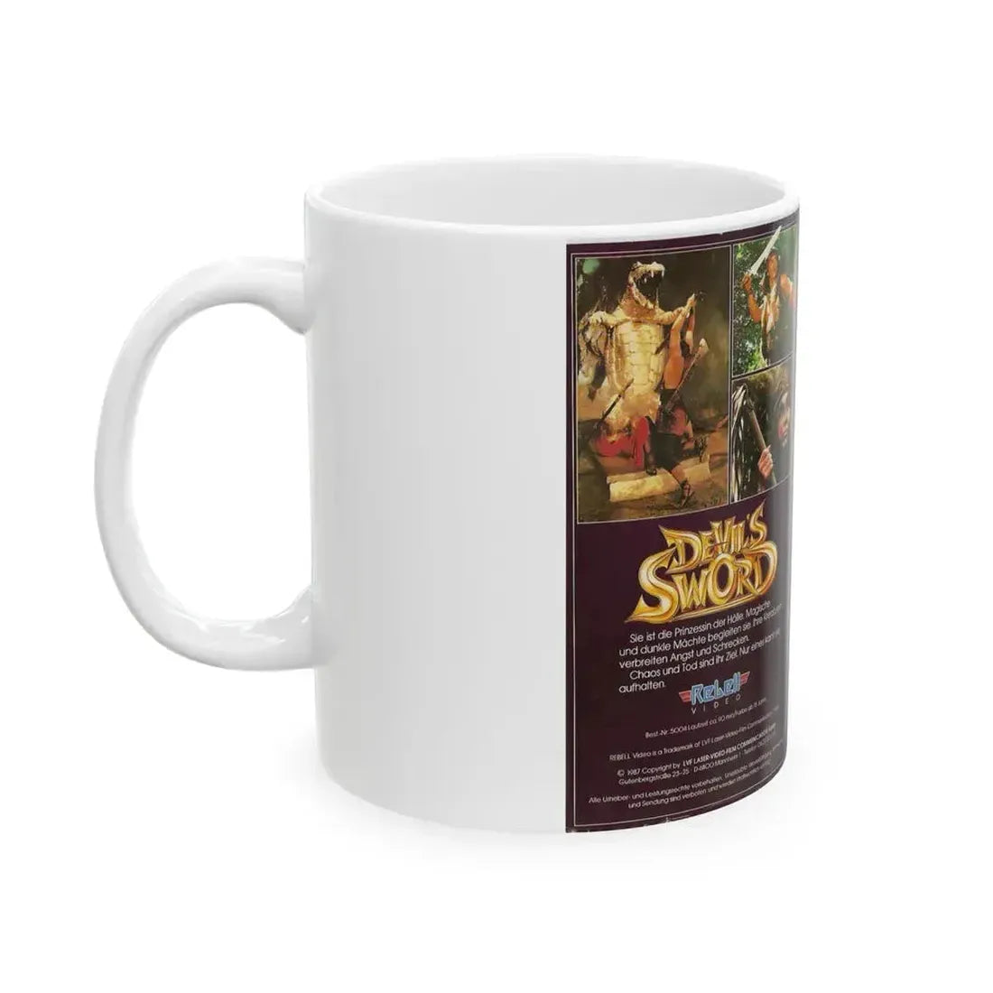 DEVILS SWORD REBELL VIDEO (VHS COVER) - White Coffee Mug - Go Mug Yourself