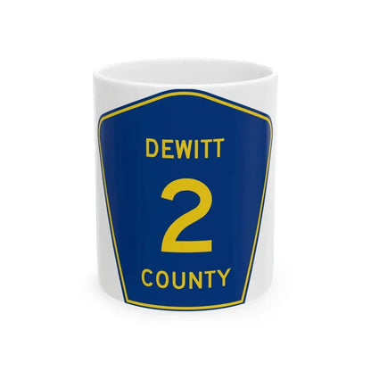 Dewitt County 2 (Illinois) (Road Sign) White Coffee Mug 11oz - Go Mug Yourself