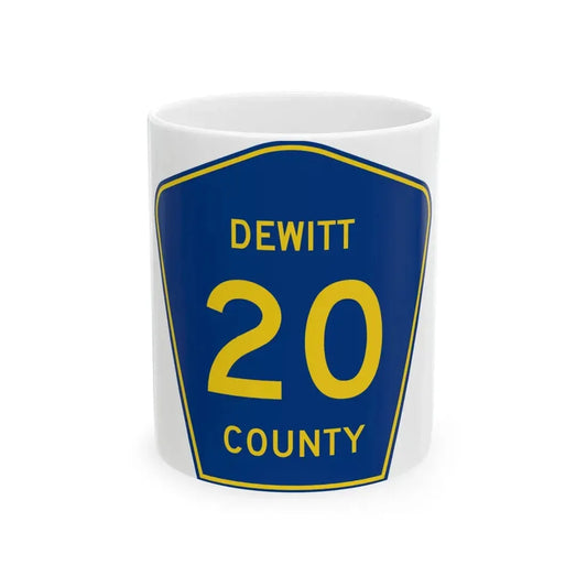 Dewitt County 20 (Illinois) (Road Sign) White Coffee Mug 11oz - Go Mug Yourself