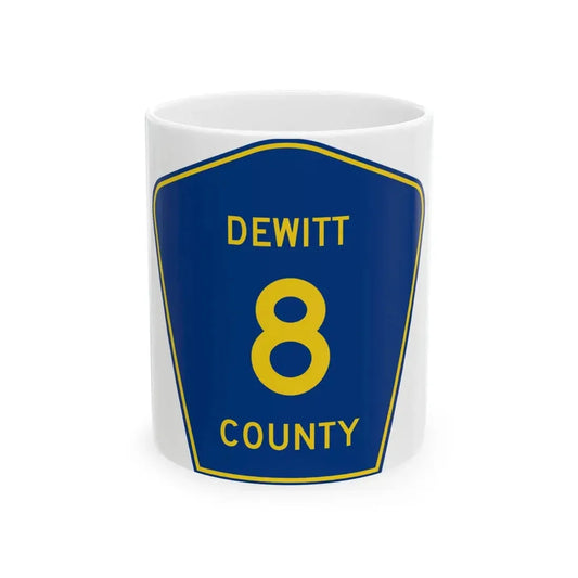 Dewitt County 8 (Illinois) (Road Sign) White Coffee Mug 11oz - Go Mug Yourself