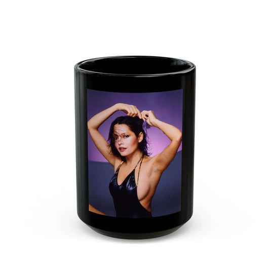 Barbara Carrera #76 (Vintage Female Icon) Black Coffee Mug-15oz-Go Mug Yourself