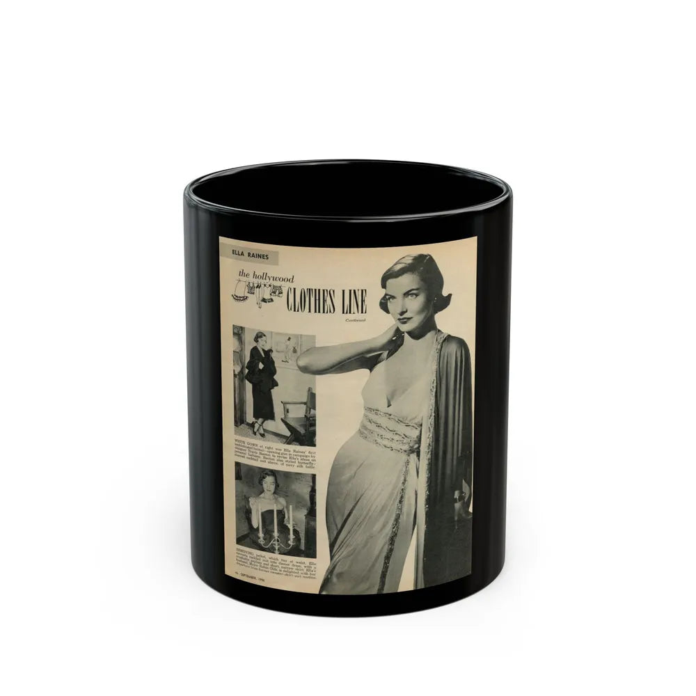 Ella Raines #202 (Vintage Female Icon) Black Coffee Mug-11oz-Go Mug Yourself