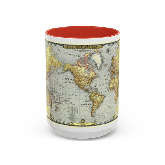 World Map (1943) (Map) Accent Coffee Mug-15oz-Red-Go Mug Yourself