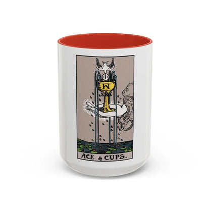 The Ace of Cups (Tarot Card) Accent Coffee Mug-15oz-Red-Go Mug Yourself