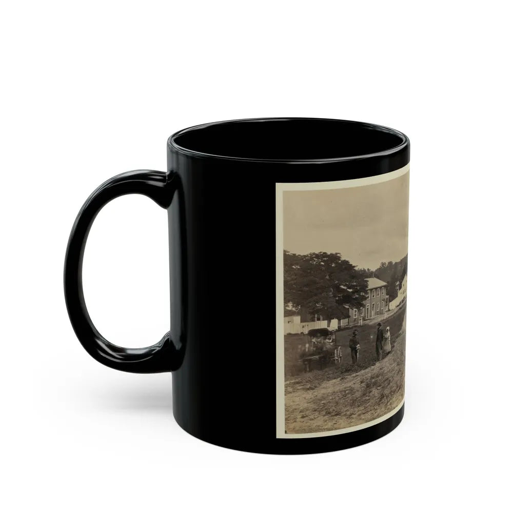 Cavalry Depot At Giesboro, Md. Soldier Facing Man And Girl With People In Horse-Drawn Carriage In Foreground (U.S. Civil War) Black Coffee Mug-Go Mug Yourself