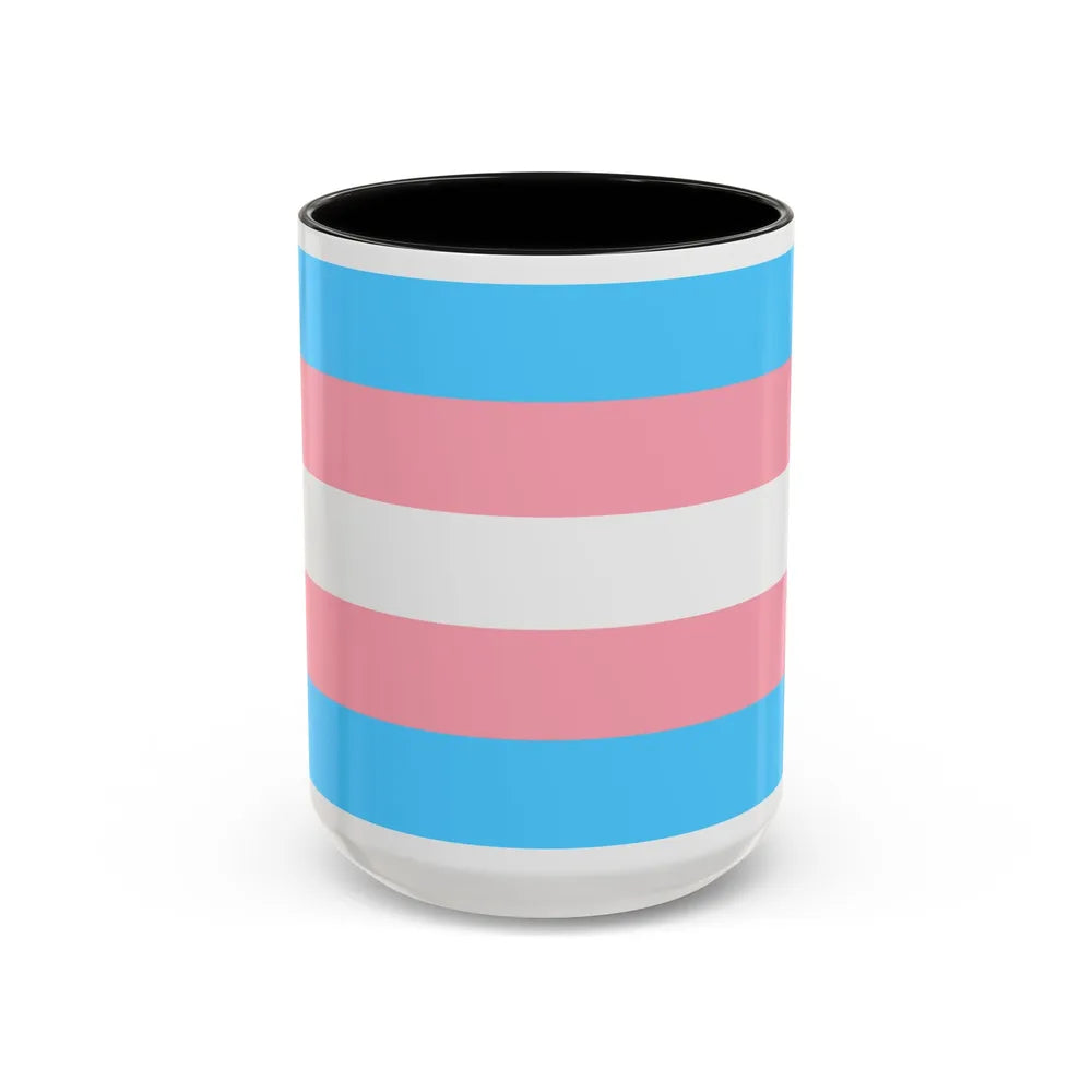 Transgender Pride Flag - Accent Coffee Mug-15oz-Black-Go Mug Yourself