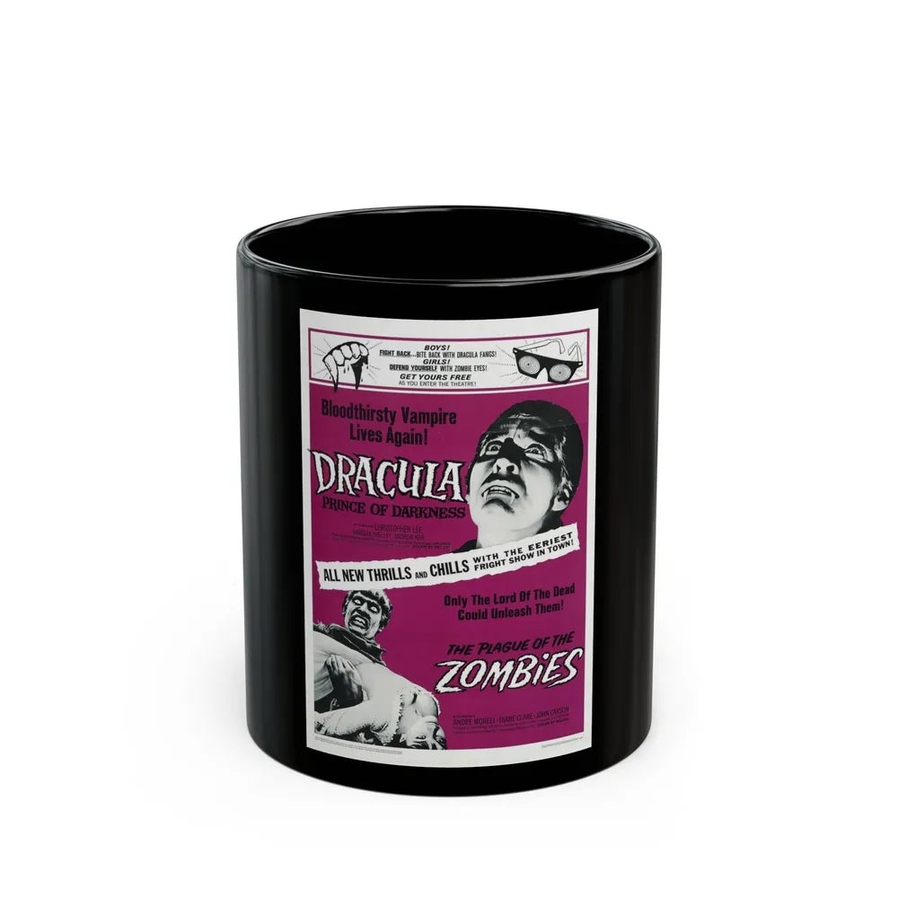 DRACULA PRINCE OF DARKNESS + THE PLAGUE OF THE ZOMBIES 1966 Movie Poster - Black Coffee Mug-11oz-Go Mug Yourself