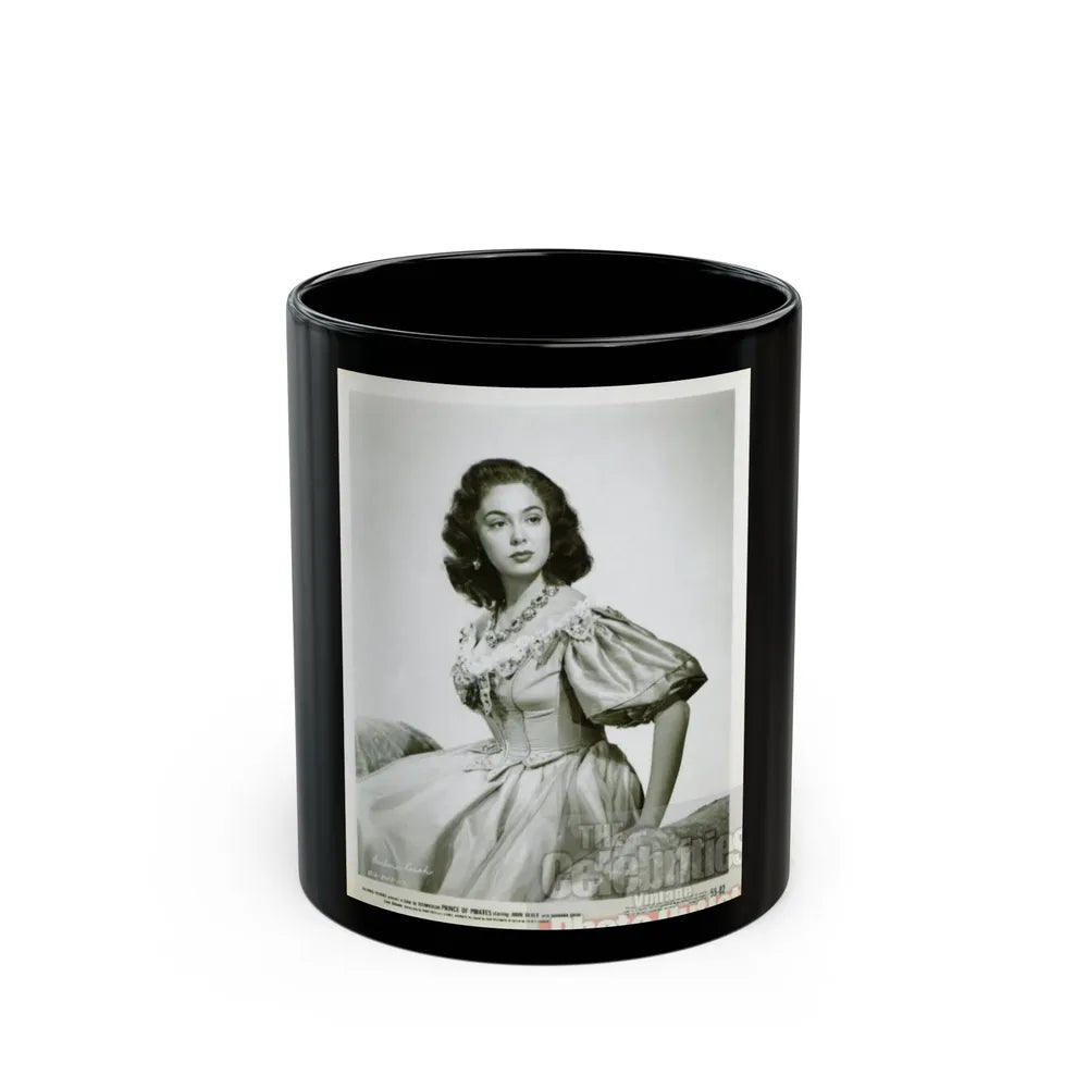 Barbara Rush #34 (Vintage Female Icon) Black Coffee Mug-11oz-Go Mug Yourself