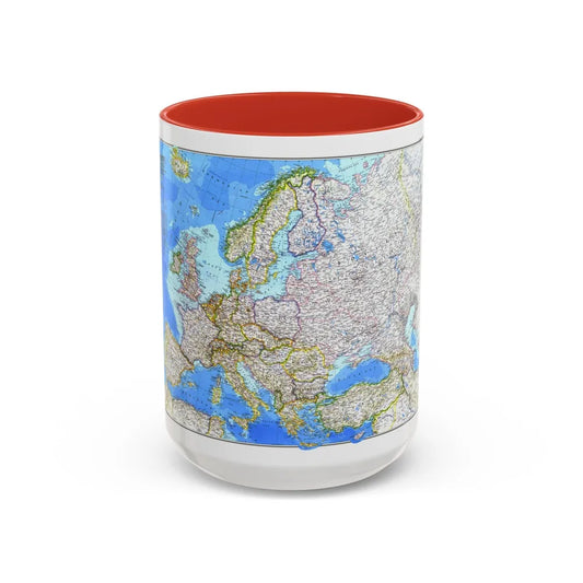 Europe (1983) (Map) Accent Coffee Mug-15oz-Red-Go Mug Yourself