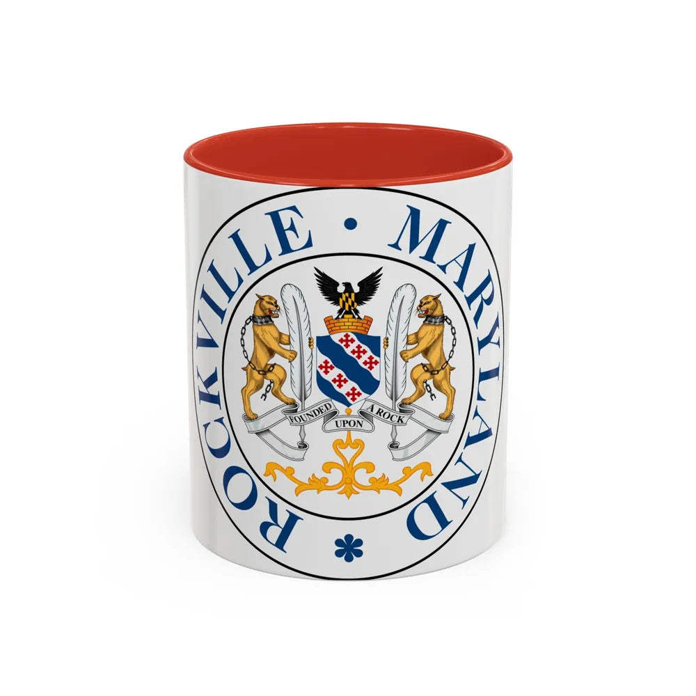 Seal of Rockville Maryland - Accent Coffee Mug-11oz-Red-Go Mug Yourself