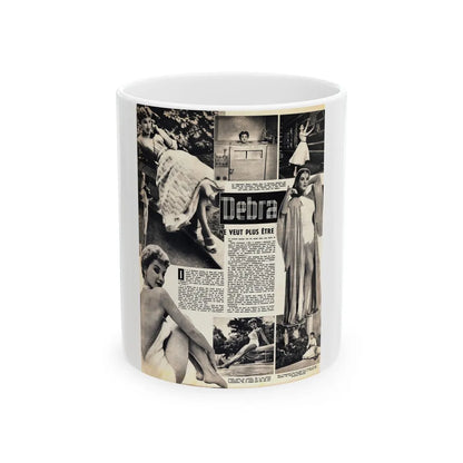 Debra Paget #482 - 7 B&W Photos on French Mag. Page (Vintage Female Icon) White Coffee Mug-11oz-Go Mug Yourself