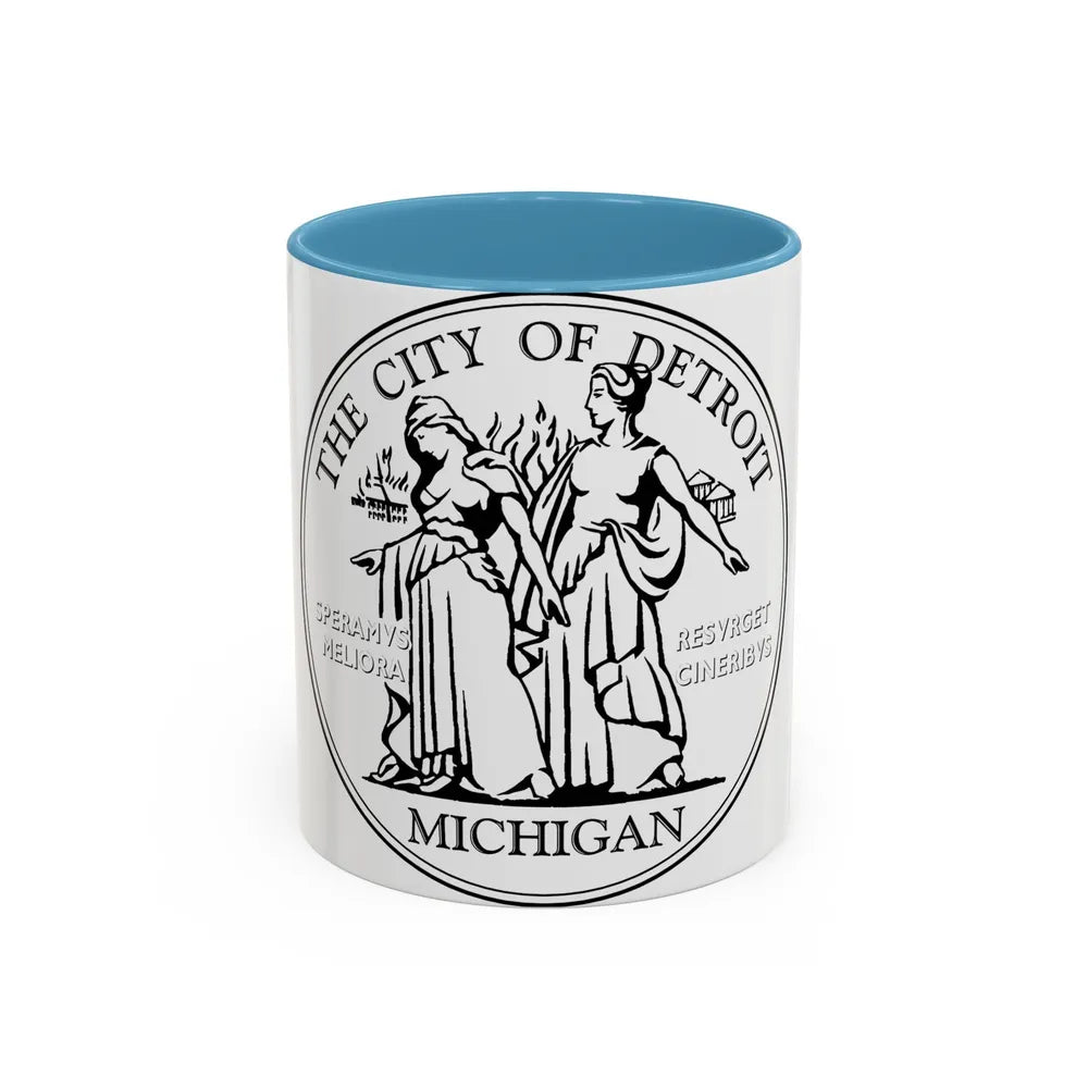 Seal of Detroit - Accent Coffee Mug-11oz-Light Blue-Go Mug Yourself