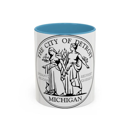 Seal of Detroit - Accent Coffee Mug-11oz-Light Blue-Go Mug Yourself