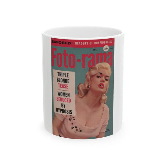 Jayne Mansfield #183 - Jayne on front cover in Color & inside spread from Foto-Rama Digest Mag. Dec. '56 (Vintage Female Icon) White Coffee Mug-11oz-Go Mug Yourself