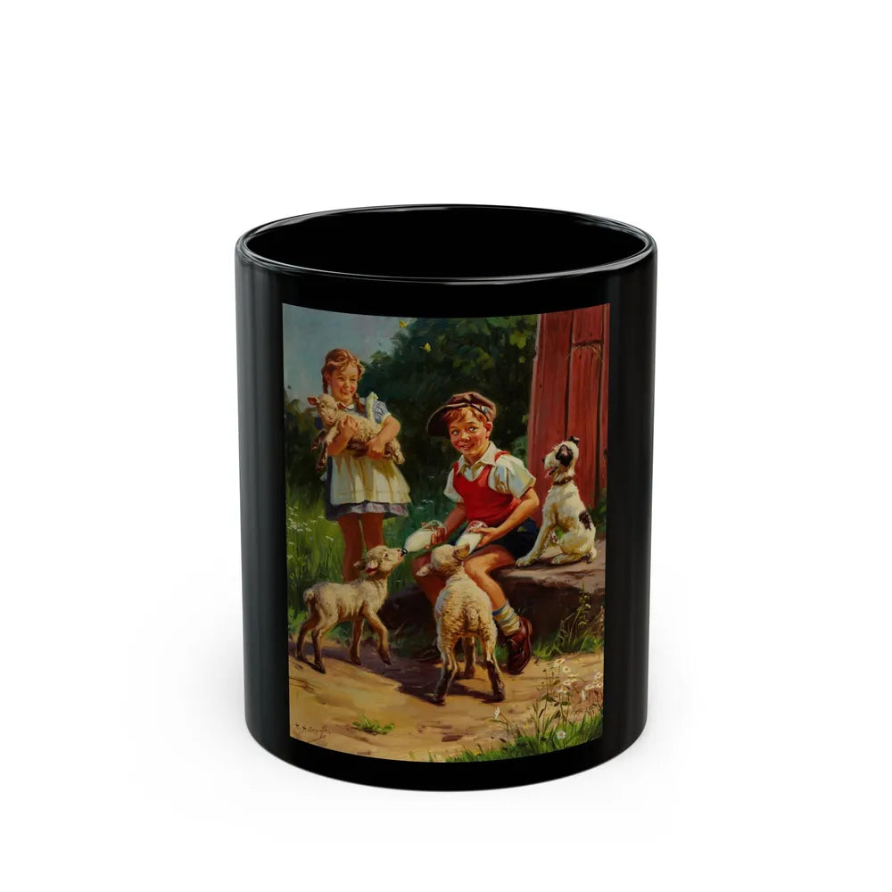 Feeding the Lambs - Black Coffee Mug-11oz-Go Mug Yourself