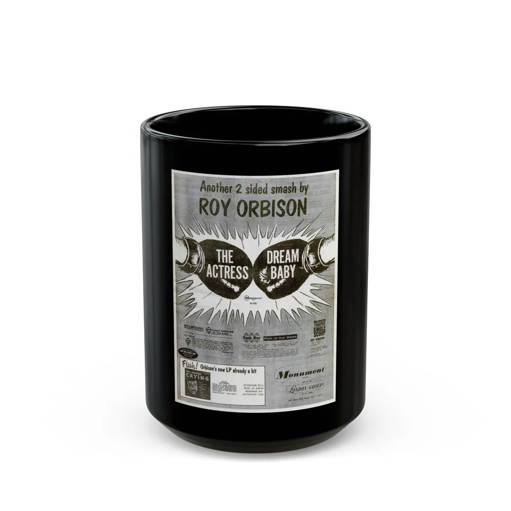 Roy Orbison 1962 (Music Poster) Black Coffee Mug-15oz-Go Mug Yourself