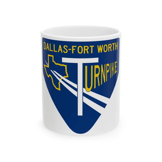 DFW Turnpike Shield (Texas) (Road Sign) White Coffee Mug 11oz - Go Mug Yourself