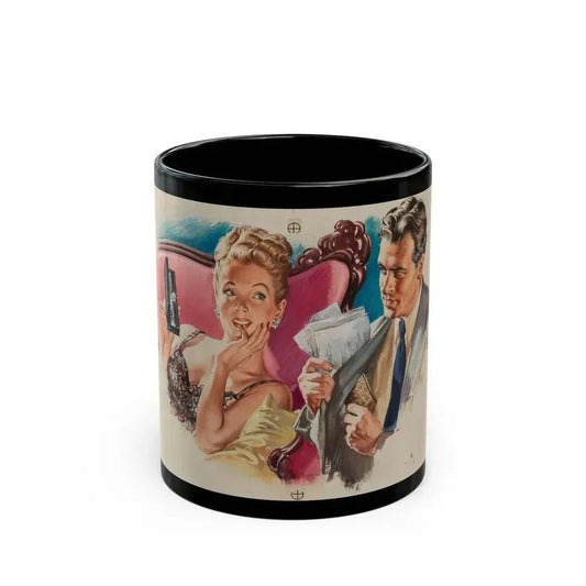 Diamonds Cost Money, Tab magazine interior illustration, August 3, 1946 - Black Coffee Mug 11oz - Go Mug Yourself