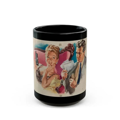 Diamonds Cost Money, Tab magazine interior illustration, August 3, 1946 - Black Coffee Mug 15oz - Go Mug Yourself