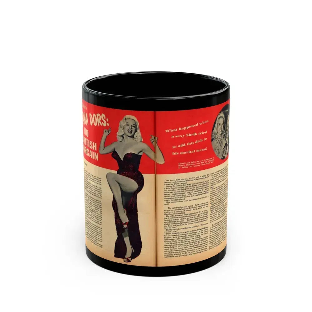 Diana Dors #109 (Vintage Female Icon) Black Coffee Mug 11oz - Go Mug Yourself