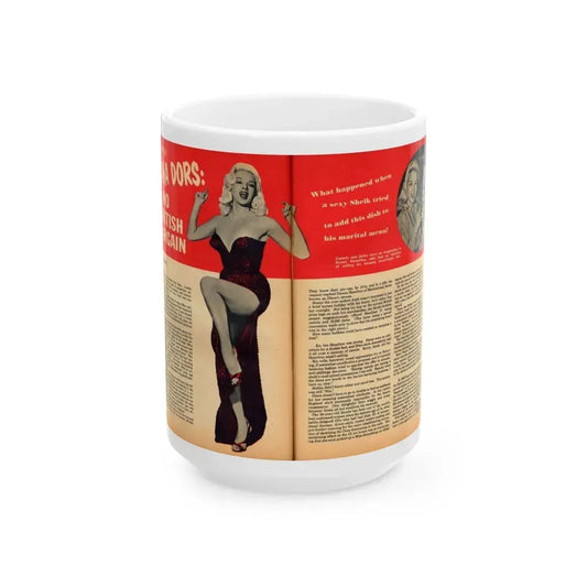 Diana Dors #109 (Vintage Female Icon) White Coffee Mug 15oz - Go Mug Yourself