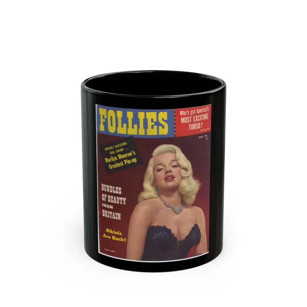Diana Dors #129 - Mag. Cover (Vintage Female Icon) Black Coffee Mug 11oz - Go Mug Yourself