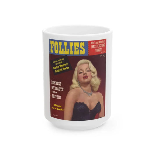 Diana Dors #129 - Mag. Cover (Vintage Female Icon) White Coffee Mug 15oz - Go Mug Yourself