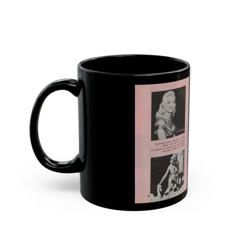 Diana Dors #135 - 4 B&W Photos & Caption from Pose! Pocket Mag. from July '58 (Vintage Female Icon) Black Coffee Mug - Go Mug Yourself