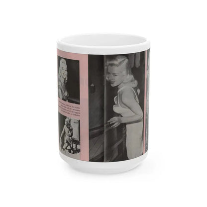 Diana Dors #135 - 4 B&W Photos & Caption from Pose! Pocket Mag. from July '58 (Vintage Female Icon) White Coffee Mug 15oz - Go Mug Yourself