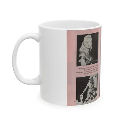 Diana Dors #135 - 4 B&W Photos & Caption from Pose! Pocket Mag. from July '58 (Vintage Female Icon) White Coffee Mug - Go Mug Yourself