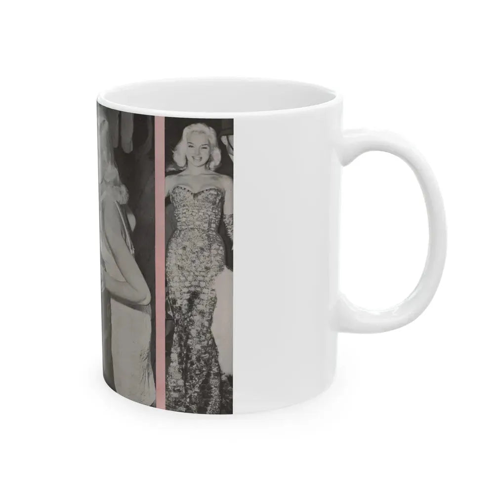 Diana Dors #135 - 4 B&W Photos & Caption from Pose! Pocket Mag. from July '58 (Vintage Female Icon) White Coffee Mug - Go Mug Yourself