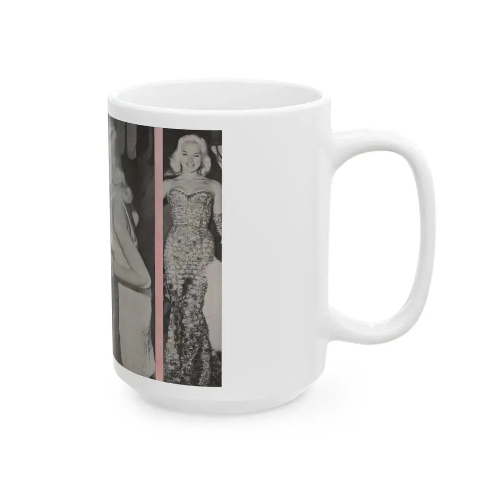Diana Dors #135 - 4 B&W Photos & Caption from Pose! Pocket Mag. from July '58 (Vintage Female Icon) White Coffee Mug - Go Mug Yourself