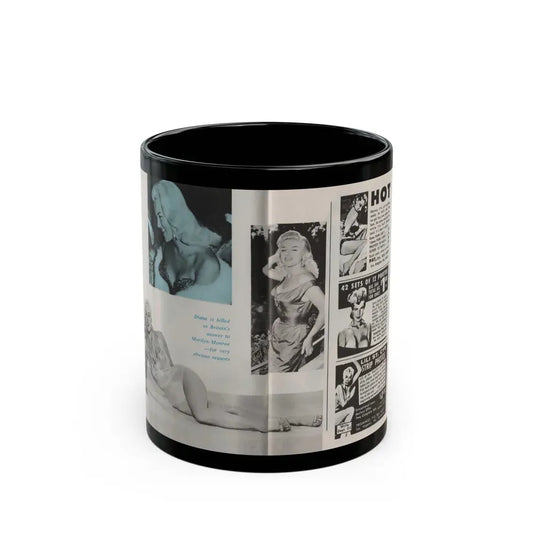 Diana Dors #136 - 3 B&W Photos & 1 Color Tinted from Pose! Pocket Mag. July '58 (Vintage Female Icon) Black Coffee Mug 11oz - Go Mug Yourself